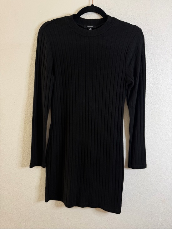 Ambiance Dresses & Skirts - Ambiance Black Ribbed Long Sleeve Knit Dress